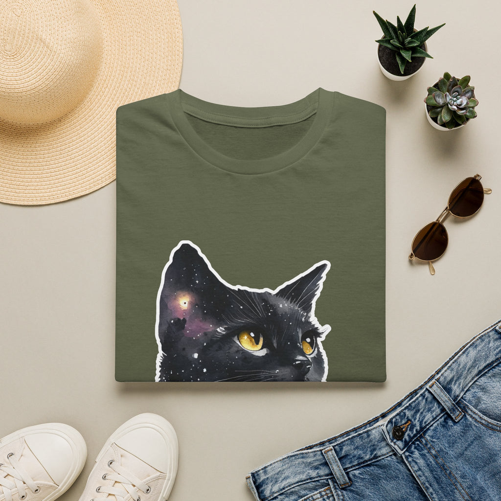 Galaxy Black Cat T-Shirt — Cosmic Cat Portrait Tee