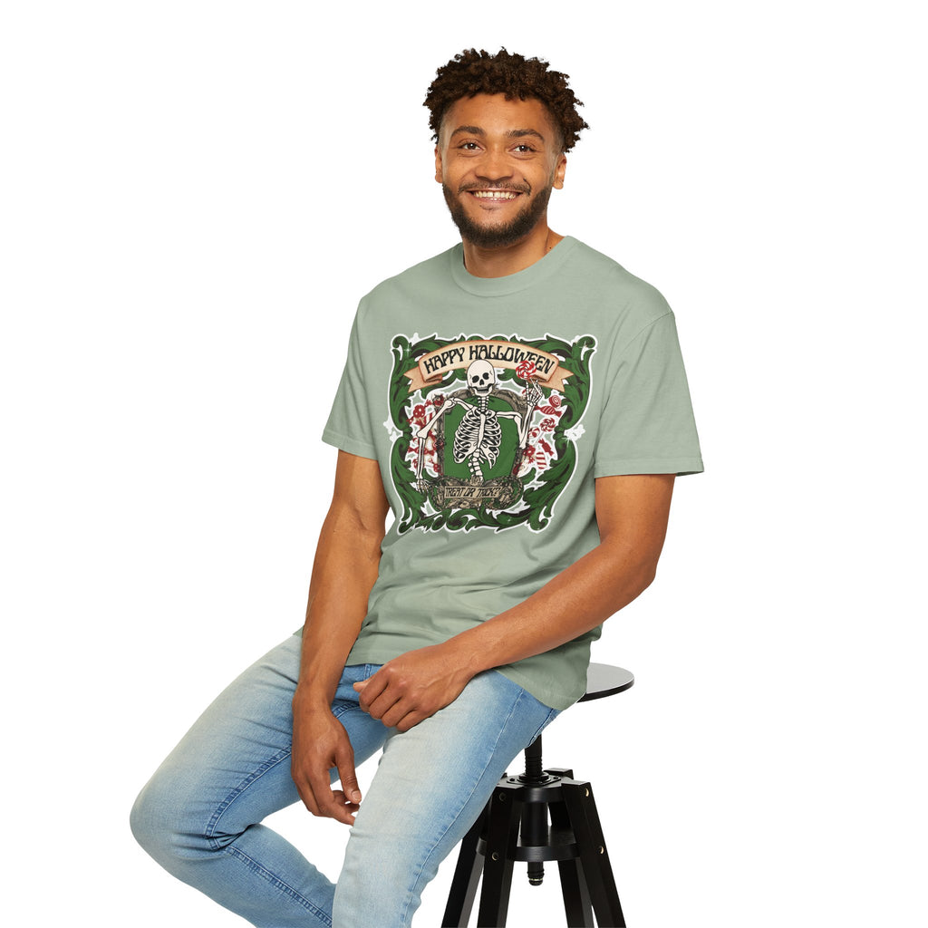 Happy Halloween Skeleton T-Shirt — Vintage Trick or Treat Graphic Tee