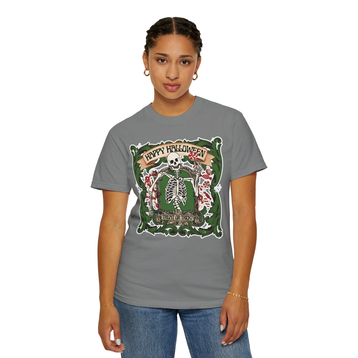 Happy Halloween Skeleton T-Shirt — Vintage Trick or Treat Graphic Tee