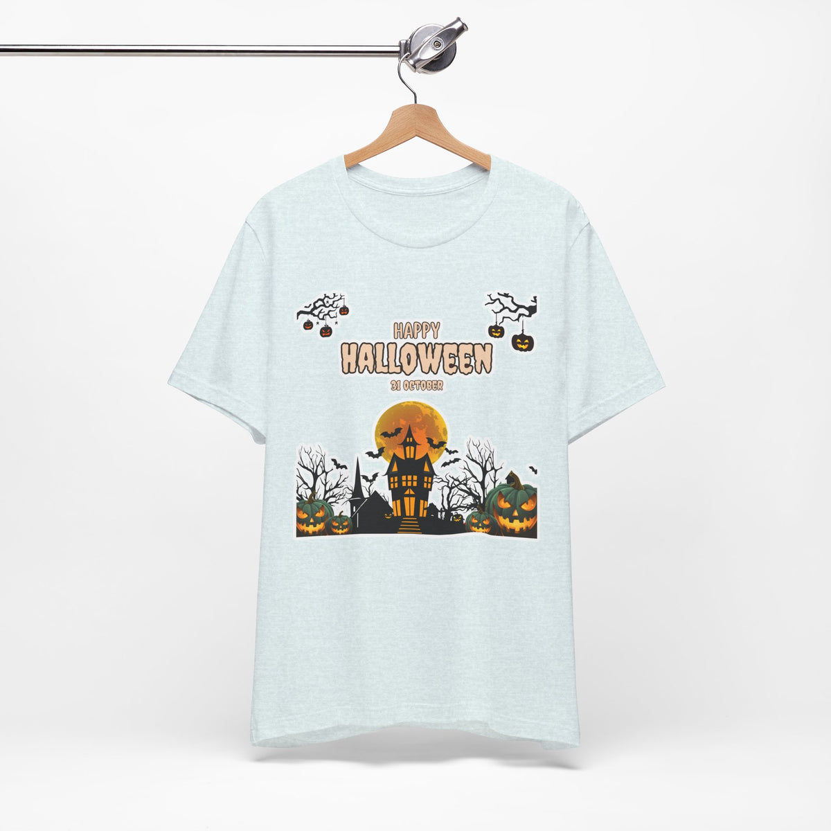 Halloween Haunted House T-Shirt — "Happy Halloween" Pumpkin Spooky Tee