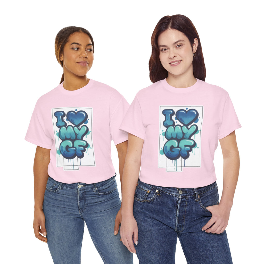 I LOVE My GF T-Shirt — Cute Blue Graffiti Love Tee for Girlfriend Gifts