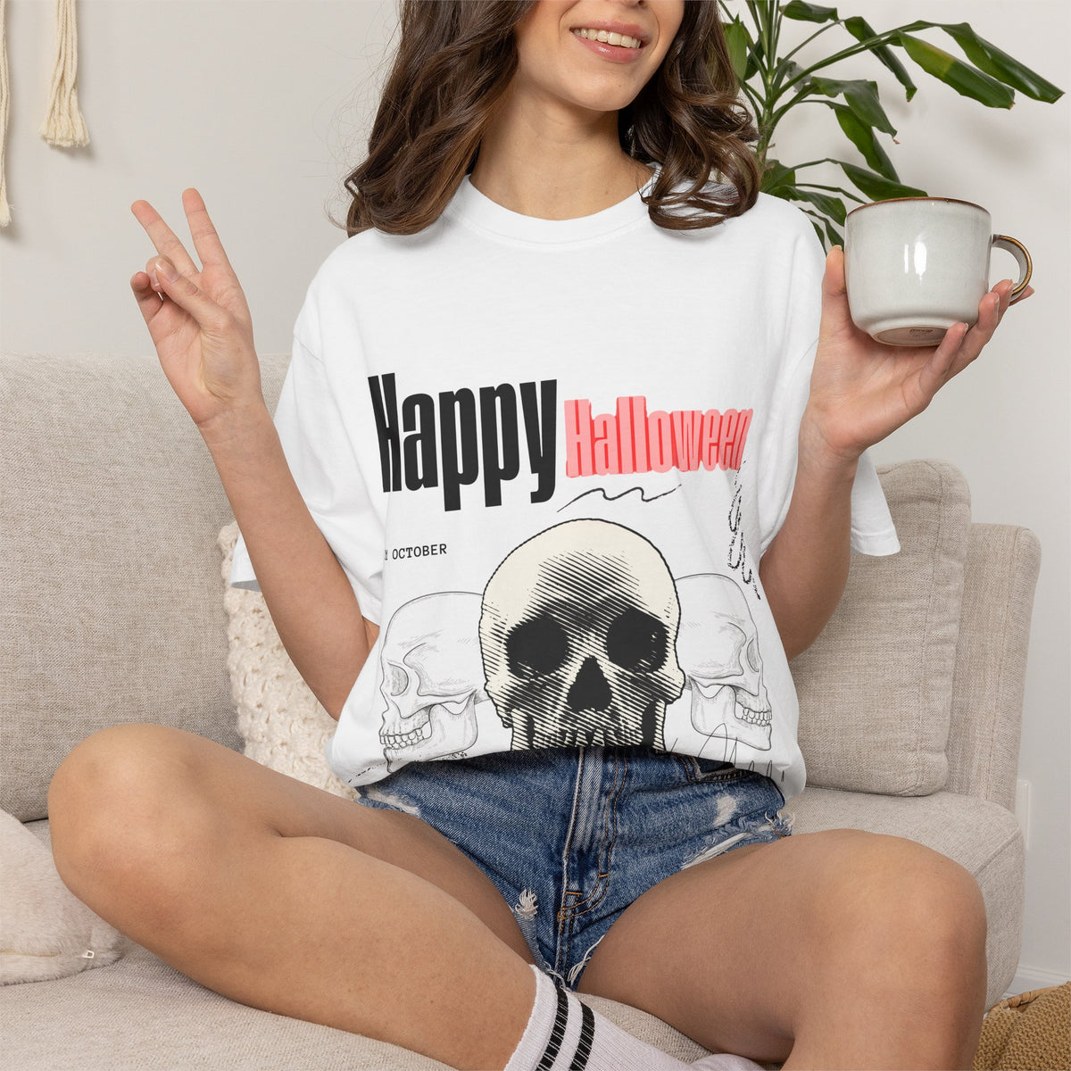 Happy Halloween Skull T-Shirt — Graphic Halloween Tee