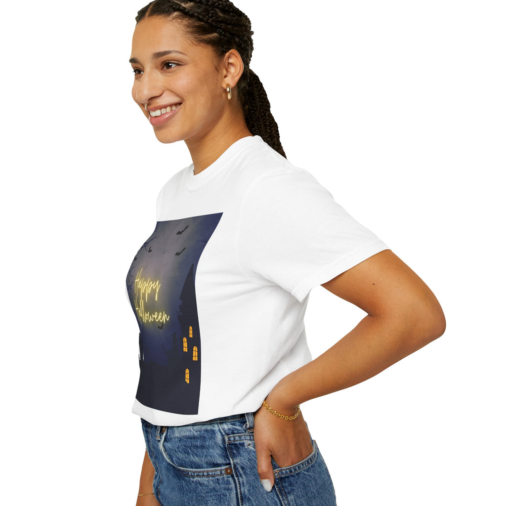 Halloween Night T-Shirt — "Happy Halloween" Haunted Graveyard Design