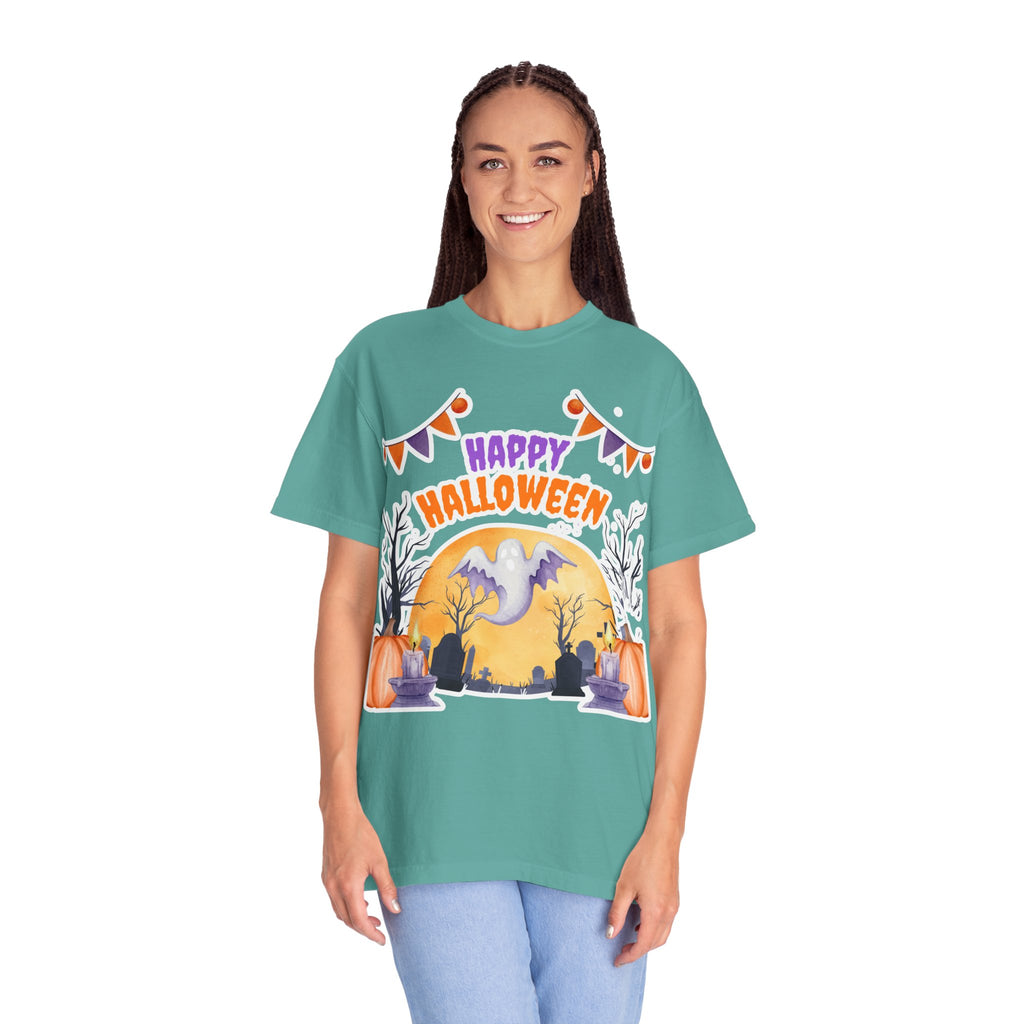 Happy Halloween T-Shirt — Ghost & Pumpkin Halloween Tee
