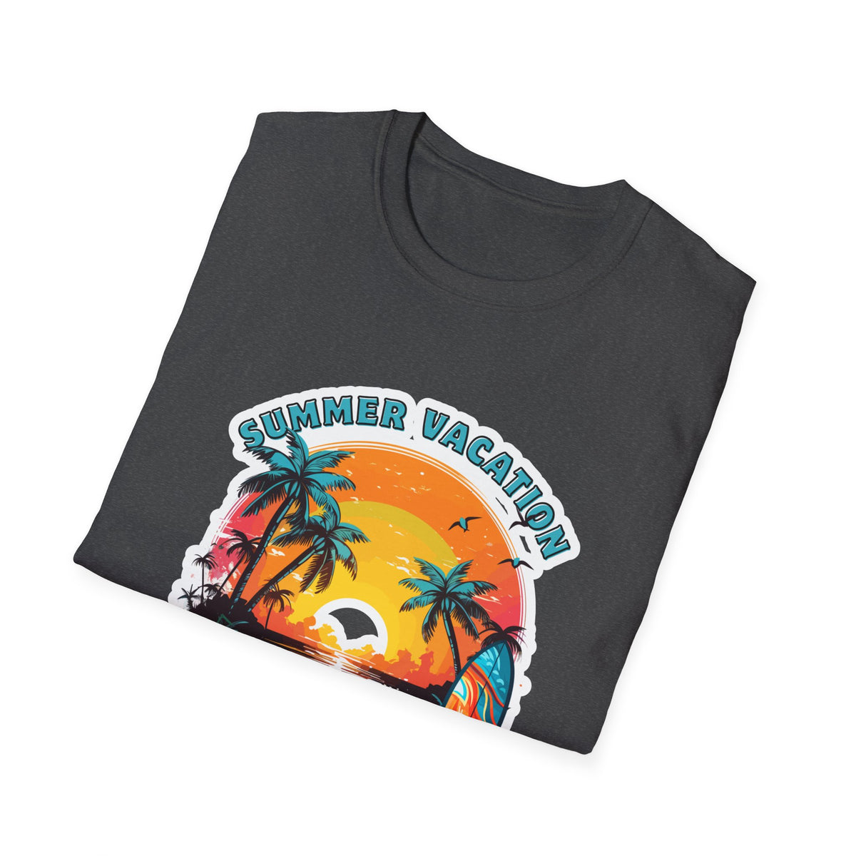 Summer Vacation T-Shirt – Tropical Sunset Surf Graphic
