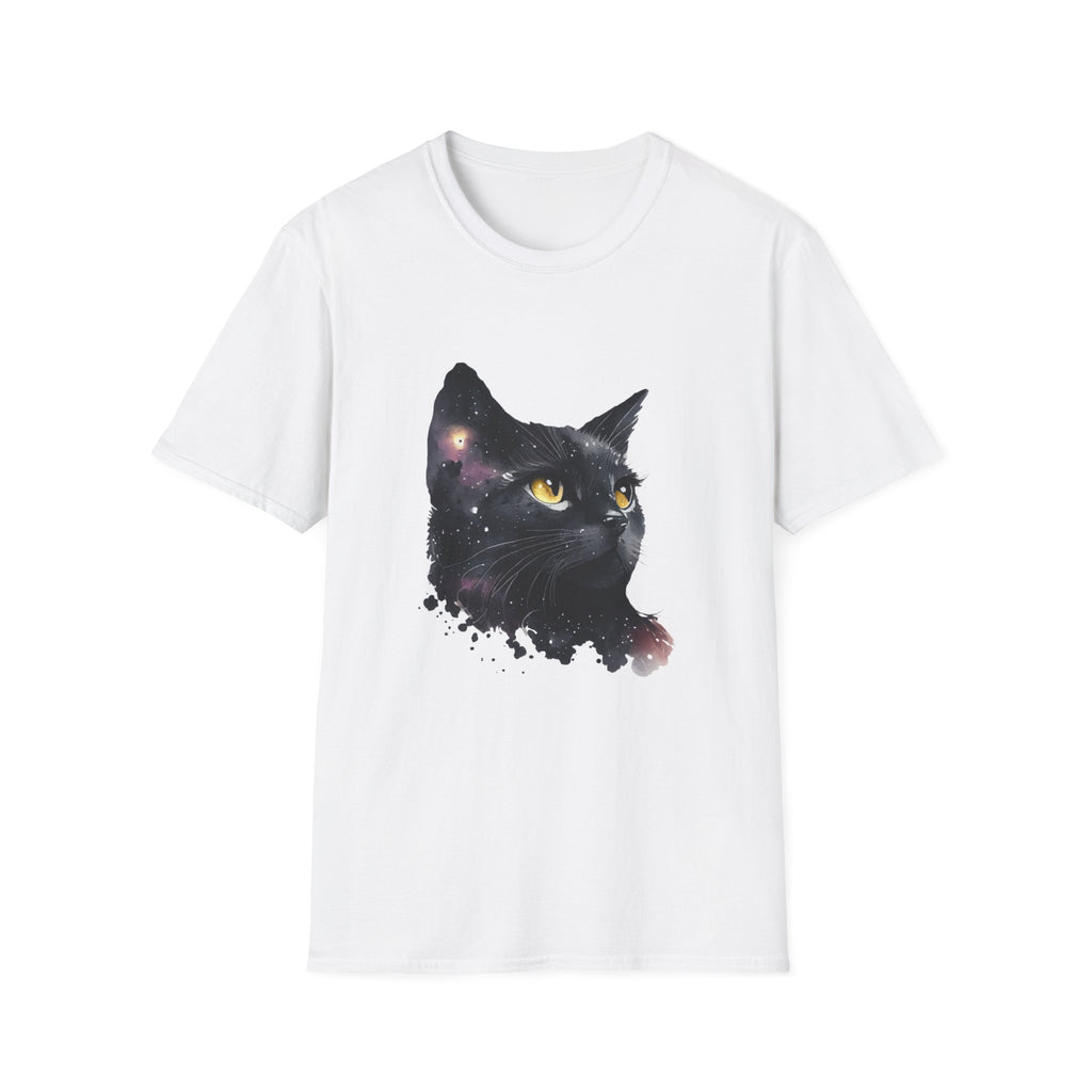 Galaxy Black Cat T-Shirt — Cosmic Cat Portrait Tee