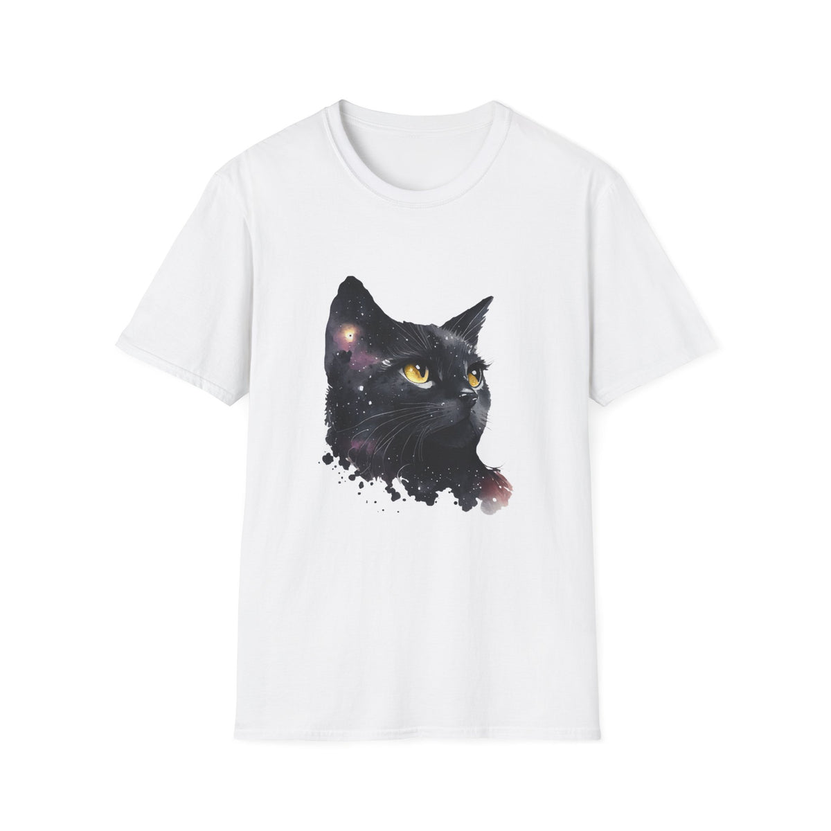 Galaxy Black Cat T-Shirt — Cosmic Cat Portrait Tee