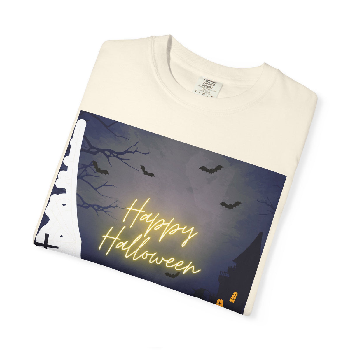 Halloween Night T-Shirt — "Happy Halloween" Haunted Graveyard Design