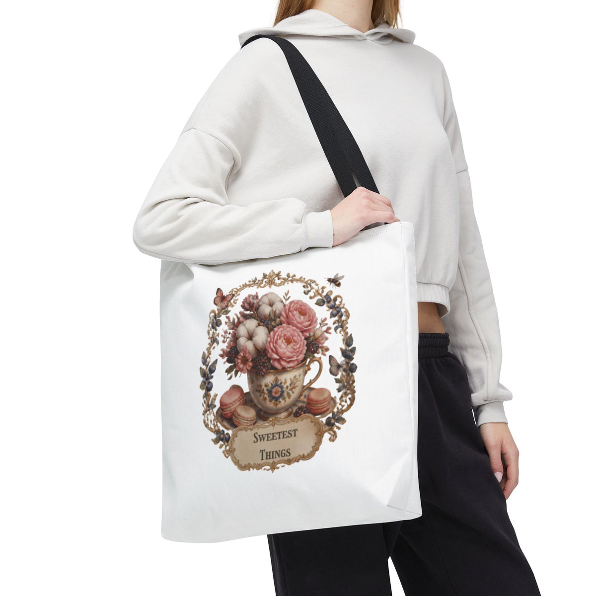 Vintage Floral Bouquet Tote — "Sweetest Things" Canvas Bag