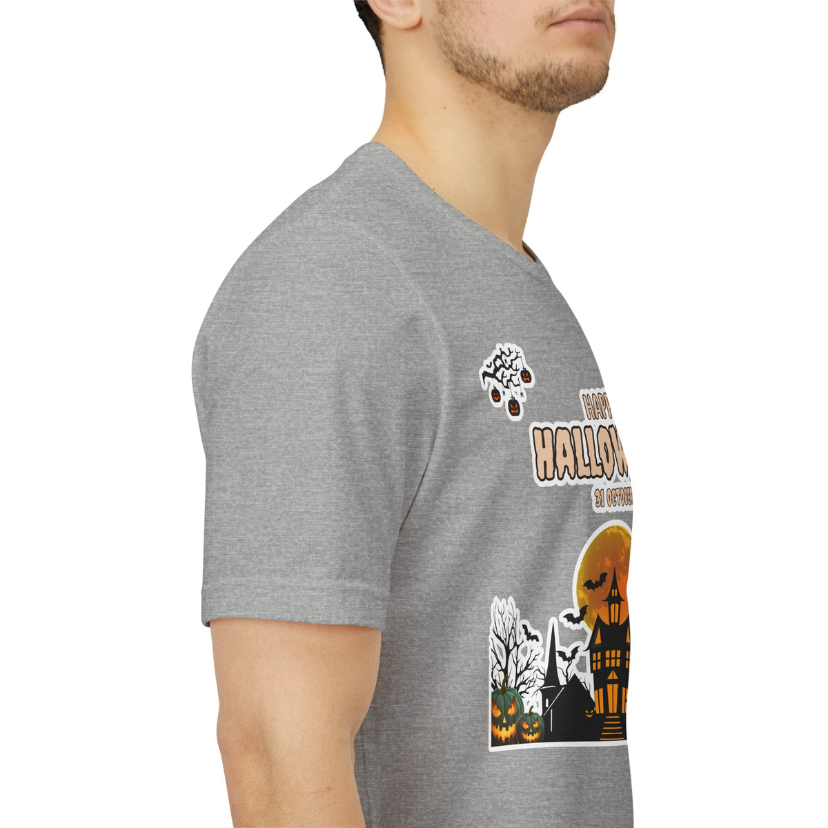 Halloween Haunted House T-Shirt — "Happy Halloween" Pumpkin Spooky Tee