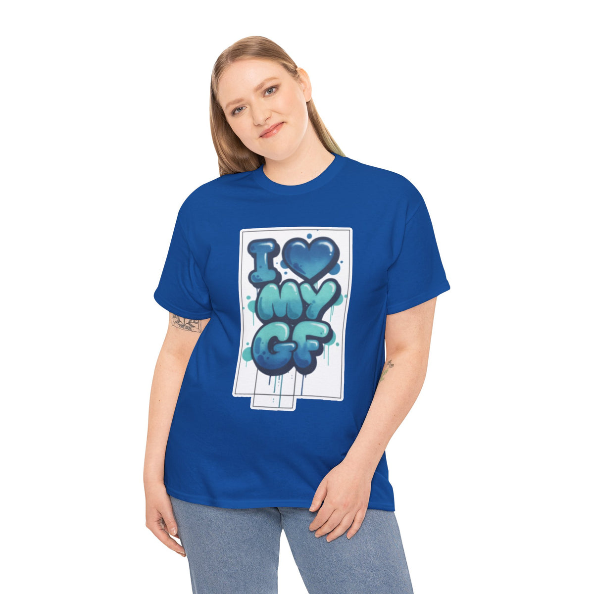 I LOVE My GF T-Shirt — Cute Blue Graffiti Love Tee for Girlfriend Gifts