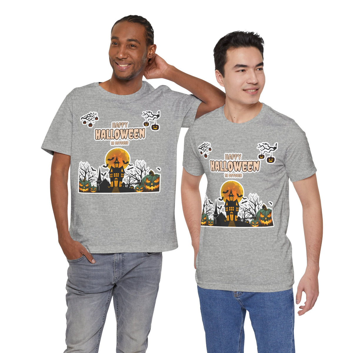 Halloween Haunted House T-Shirt — "Happy Halloween" Pumpkin Spooky Tee