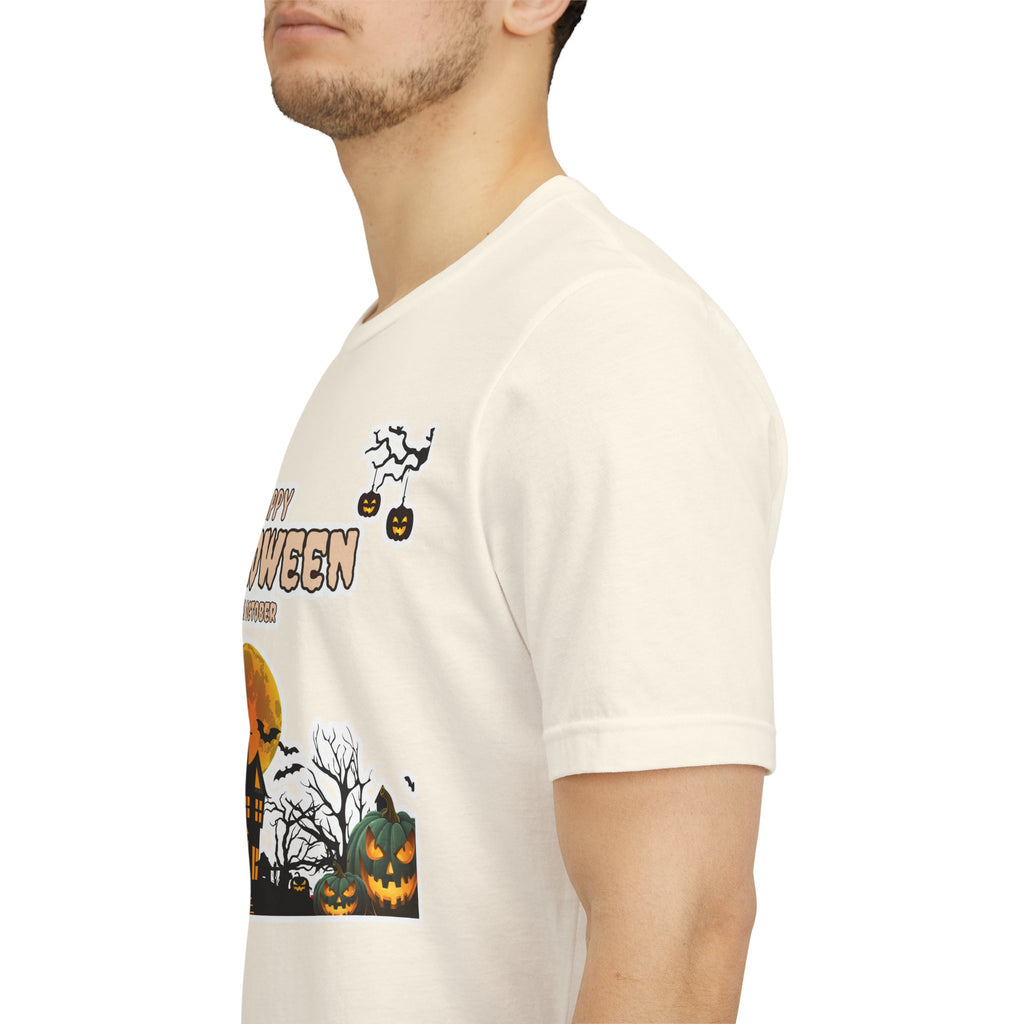 Halloween Haunted House T-Shirt — "Happy Halloween" Pumpkin Spooky Tee