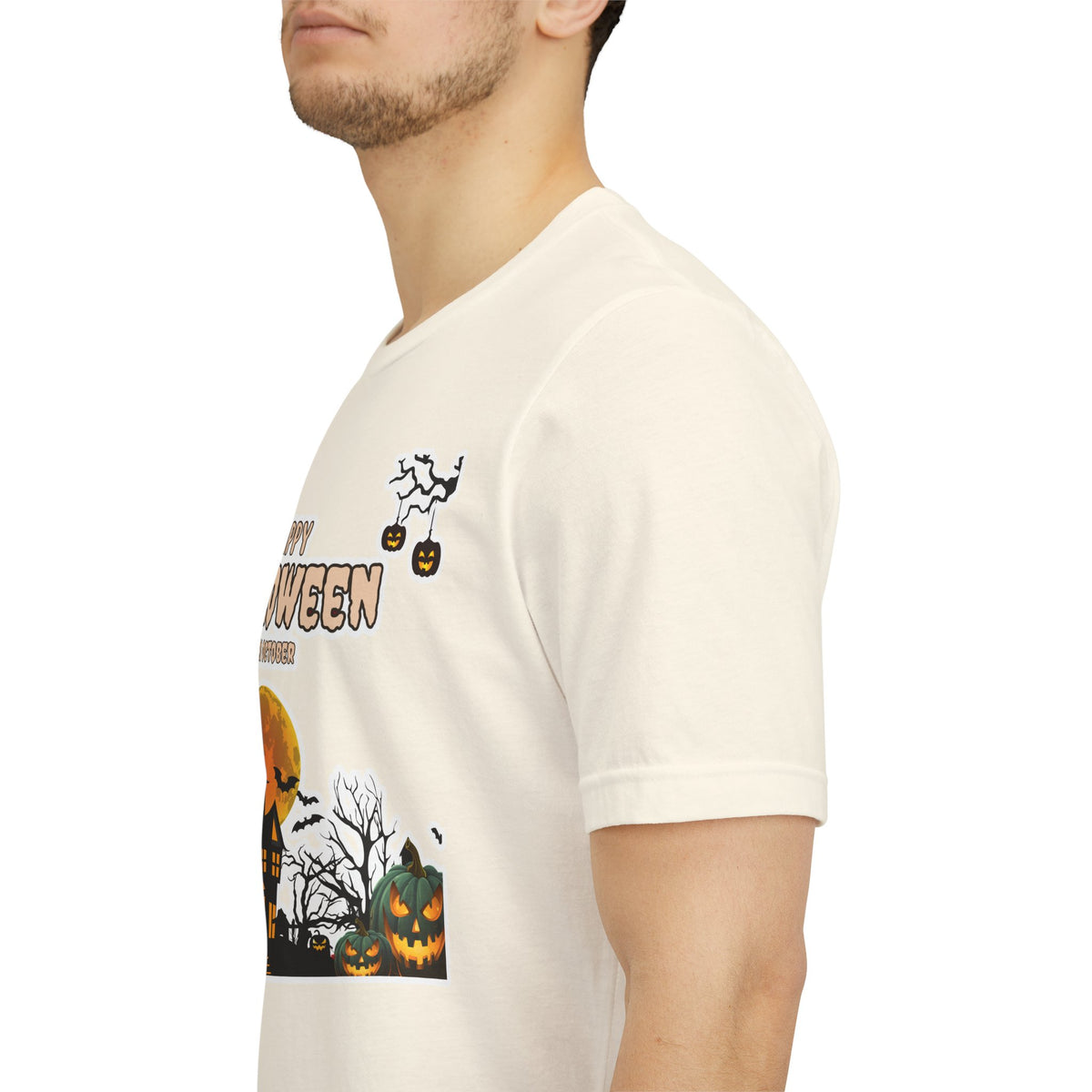 Halloween Haunted House T-Shirt — "Happy Halloween" Pumpkin Spooky Tee