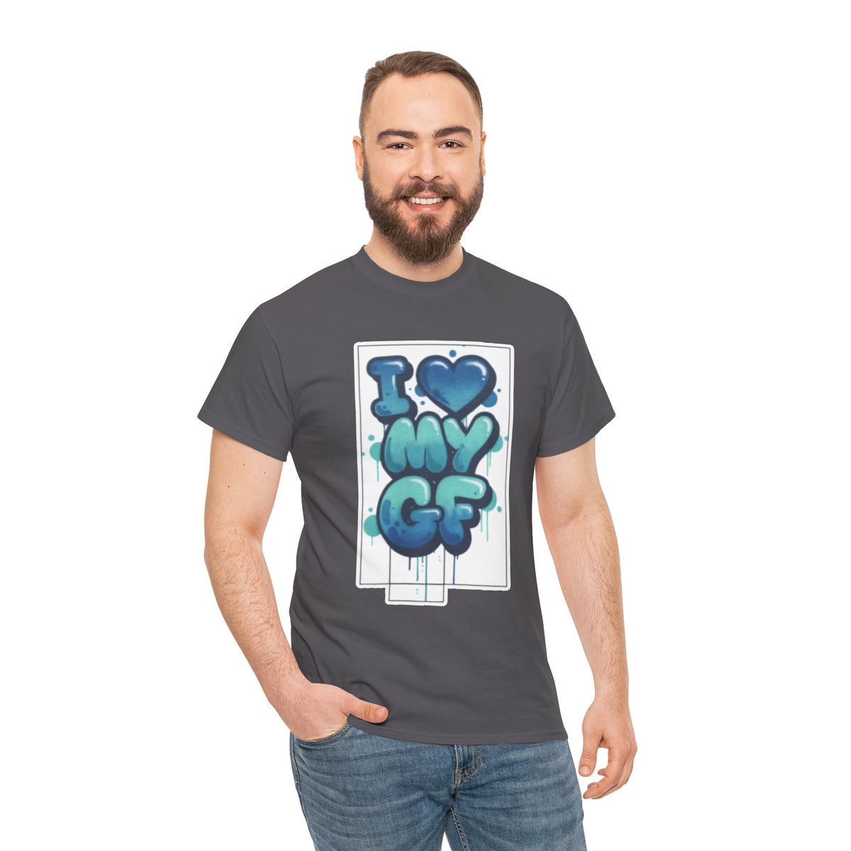 I LOVE My GF T-Shirt — Cute Blue Graffiti Love Tee for Girlfriend Gifts