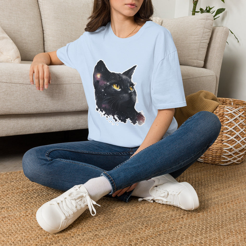 Galaxy Black Cat T-Shirt — Cosmic Cat Portrait Tee