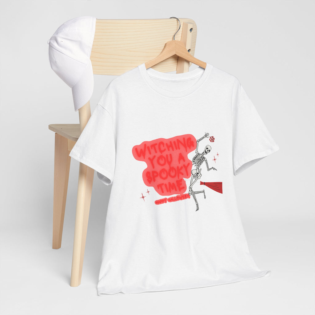 Skeleton 'Witching You a Spooky Time' Halloween T-Shirt