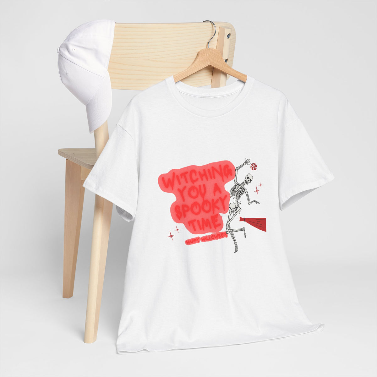 Skeleton 'Witching You a Spooky Time' Halloween T-Shirt