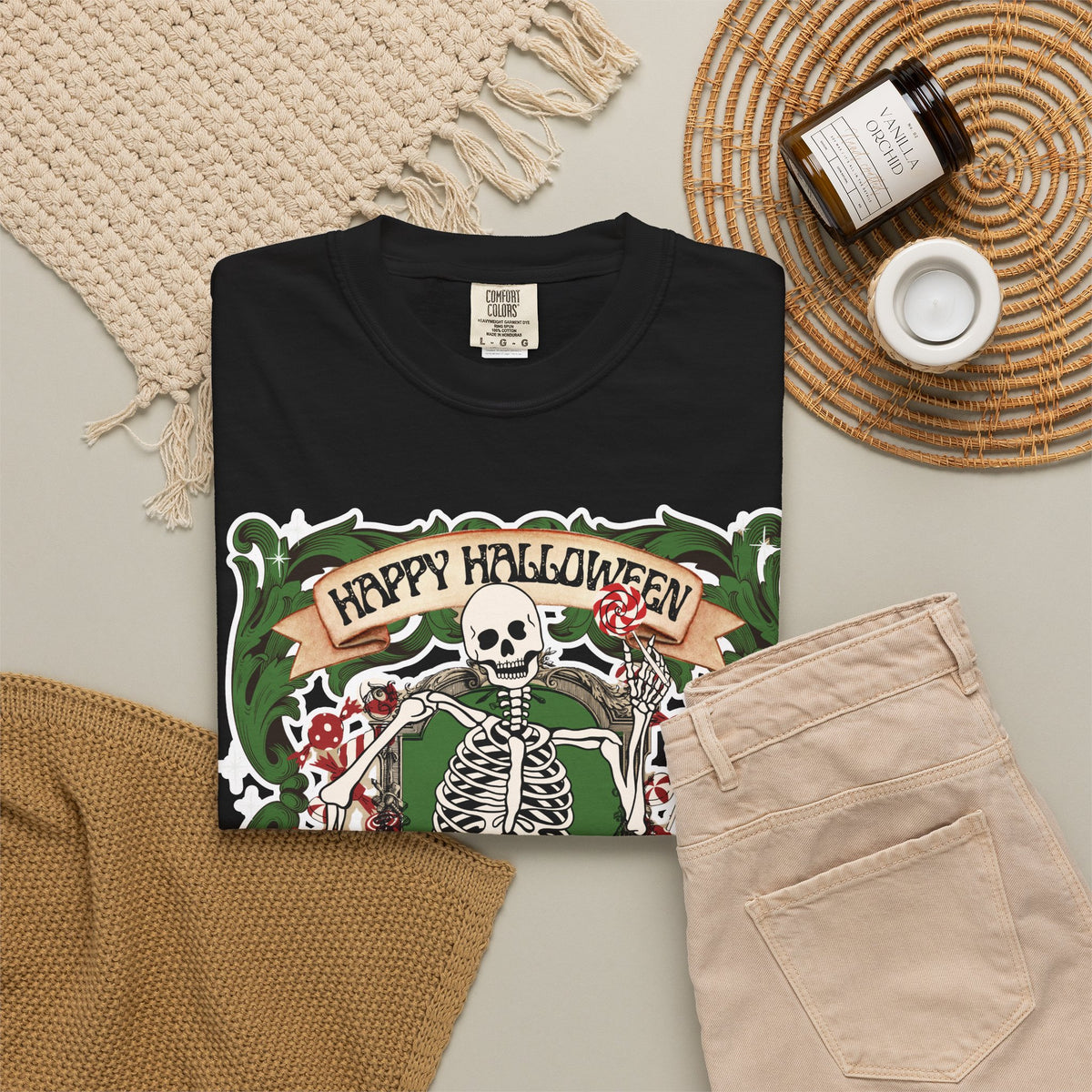 Happy Halloween Skeleton T-Shirt — Vintage Trick or Treat Graphic Tee