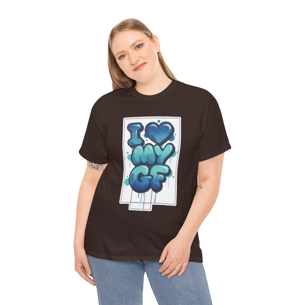 I LOVE My GF T-Shirt — Cute Blue Graffiti Love Tee for Girlfriend Gifts