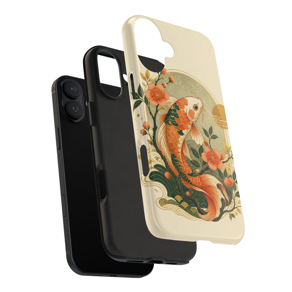 Koi Blossom Tough Phone Case — Vintage Japanese Fish Design