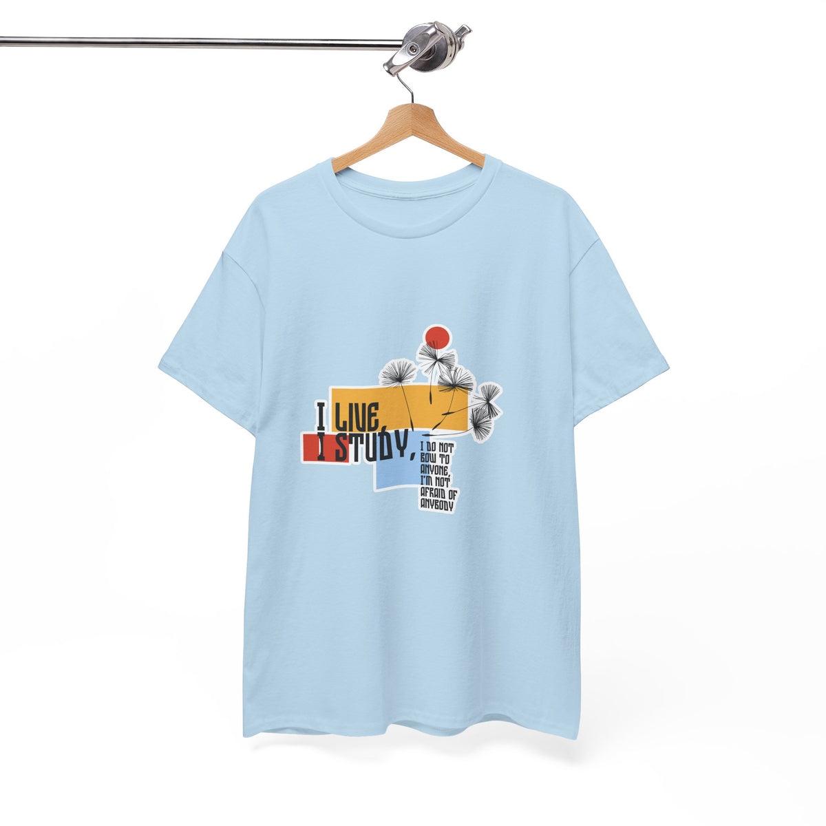 T-Shirt — I Live, I Study Graphic Tee (Minimalist Floral Collage)