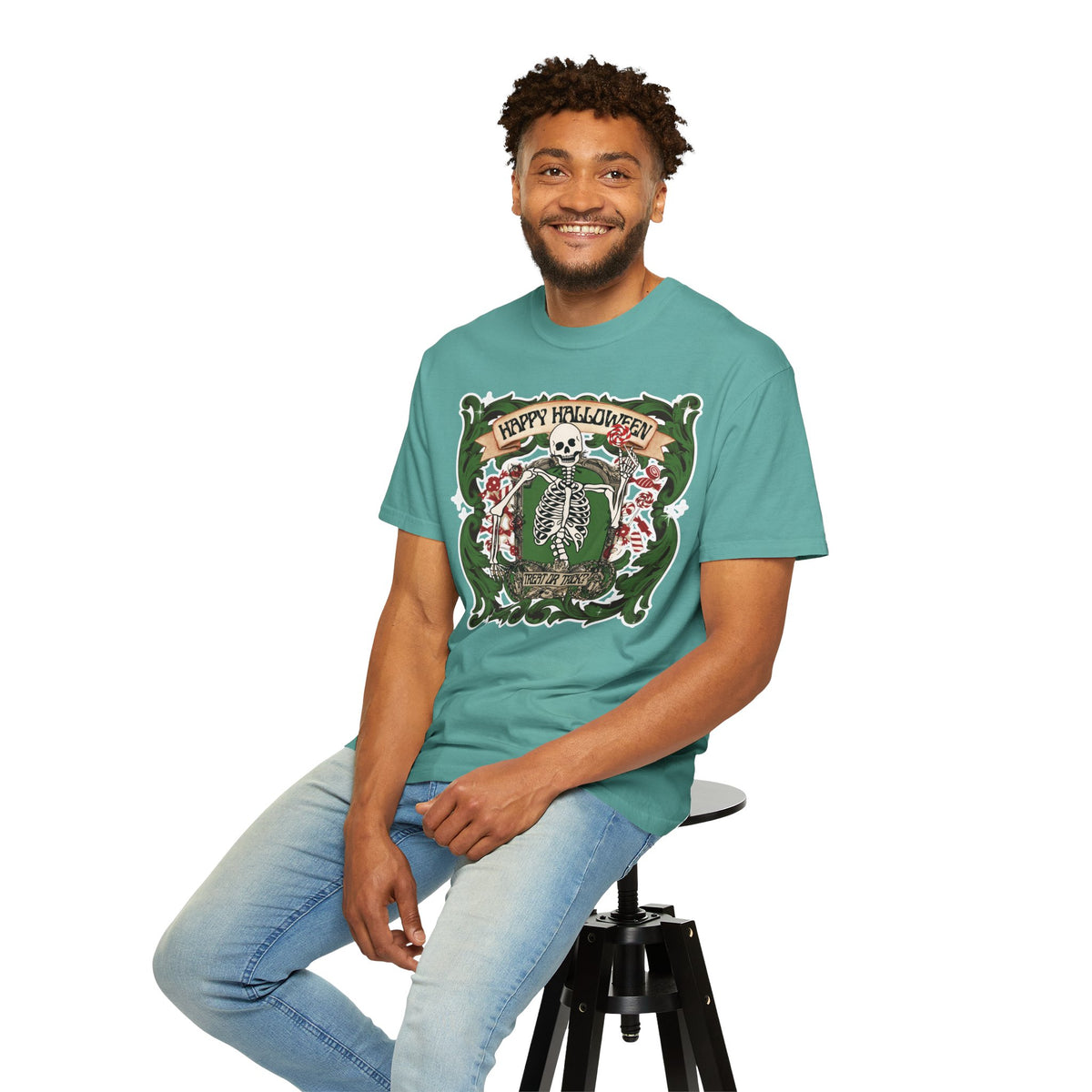 Happy Halloween Skeleton T-Shirt — Vintage Trick or Treat Graphic Tee