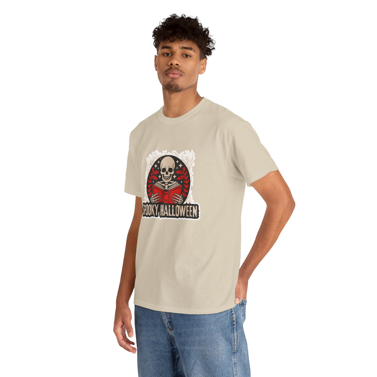 Spooky Halloween Skull Tee — Vintage Skeleton Reading Book Halloween T-Shirt