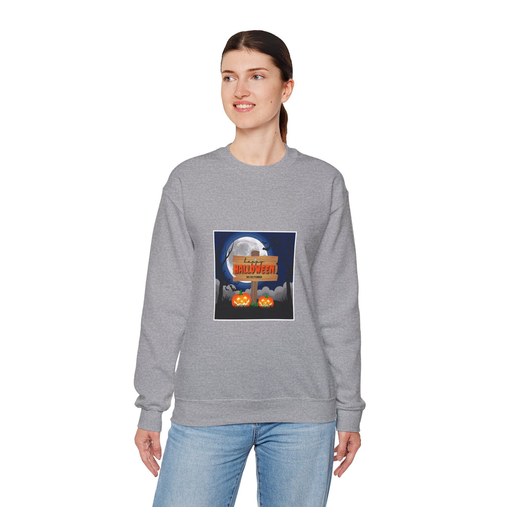 Halloween Crewneck Sweatshirt - Spooky Night Pumpkins Design