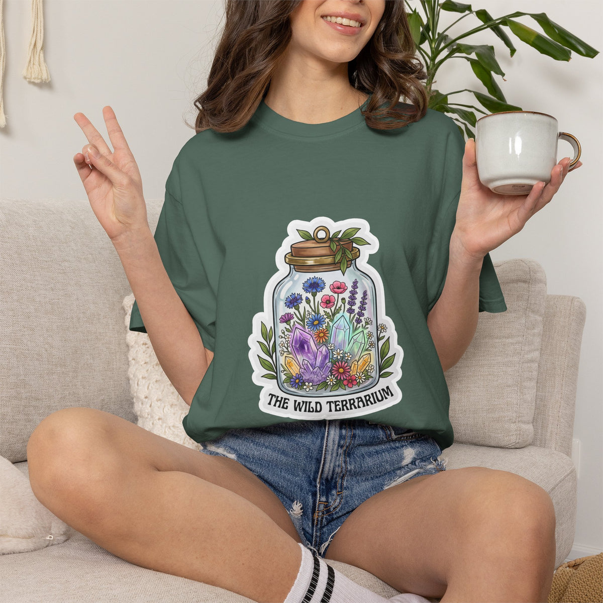 Terrarium Floral T-Shirt — "The Wild Terrarium" Botanical Jar Tee