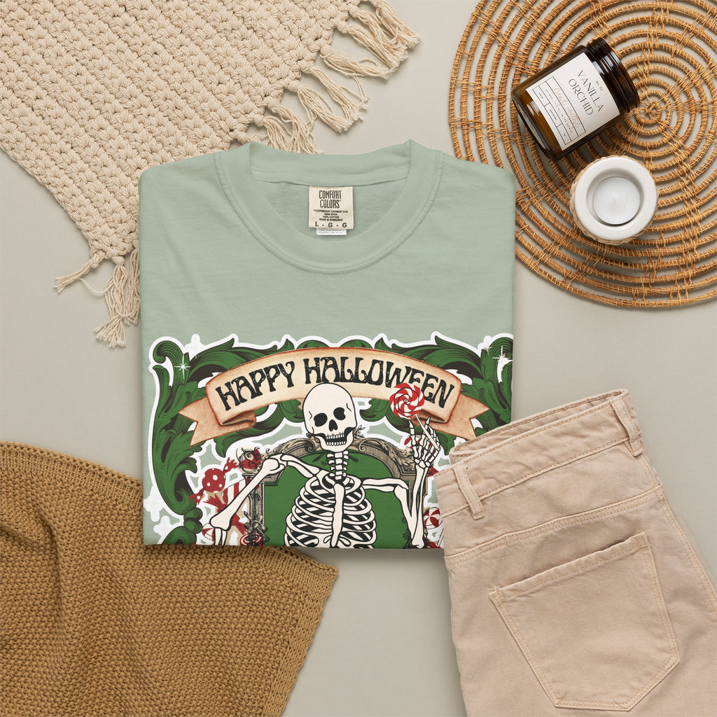 Happy Halloween Skeleton T-Shirt — Vintage Trick or Treat Graphic Tee