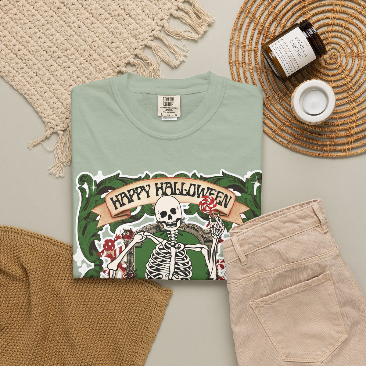 Happy Halloween Skeleton T-Shirt — Vintage Trick or Treat Graphic Tee