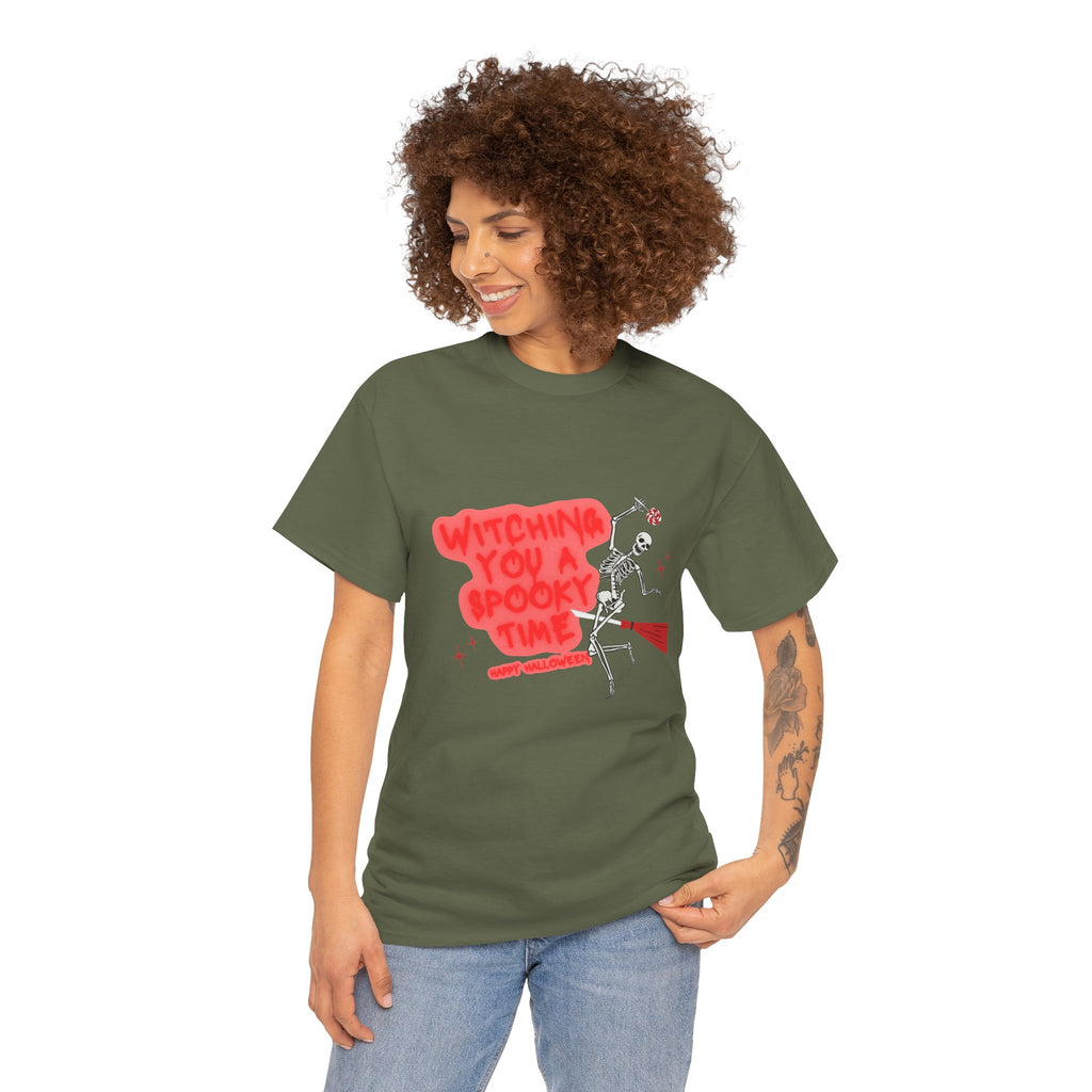 Skeleton 'Witching You a Spooky Time' Halloween T-Shirt