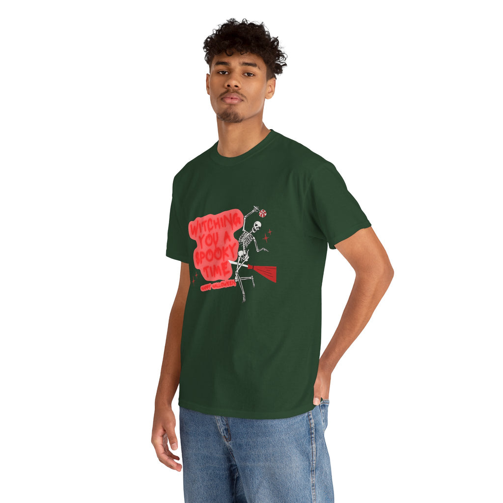 Skeleton 'Witching You a Spooky Time' Halloween T-Shirt
