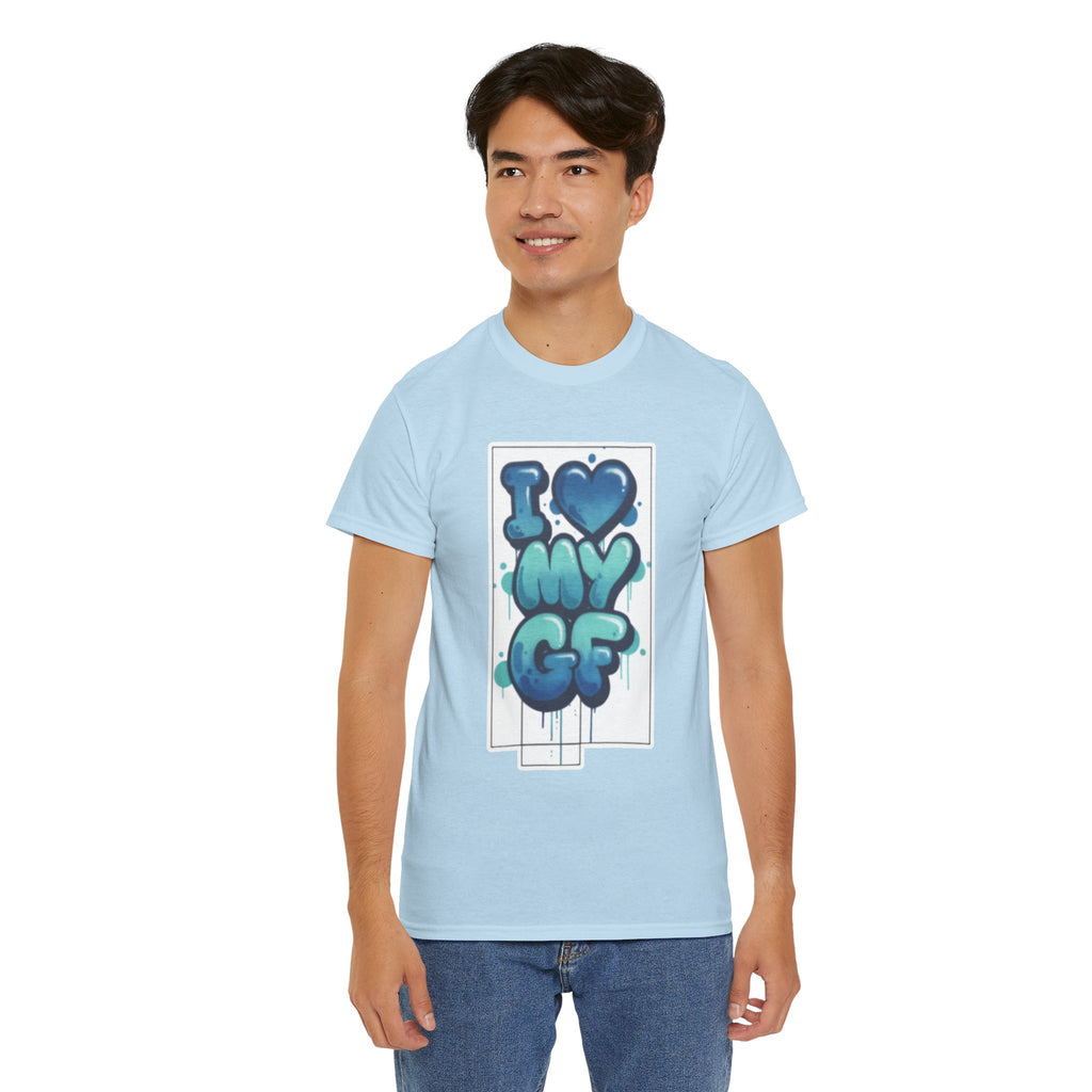 I LOVE My GF T-Shirt — Cute Blue Graffiti Love Tee for Girlfriend Gifts