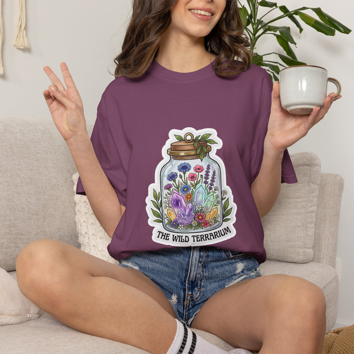 Terrarium Floral T-Shirt — "The Wild Terrarium" Botanical Jar Tee