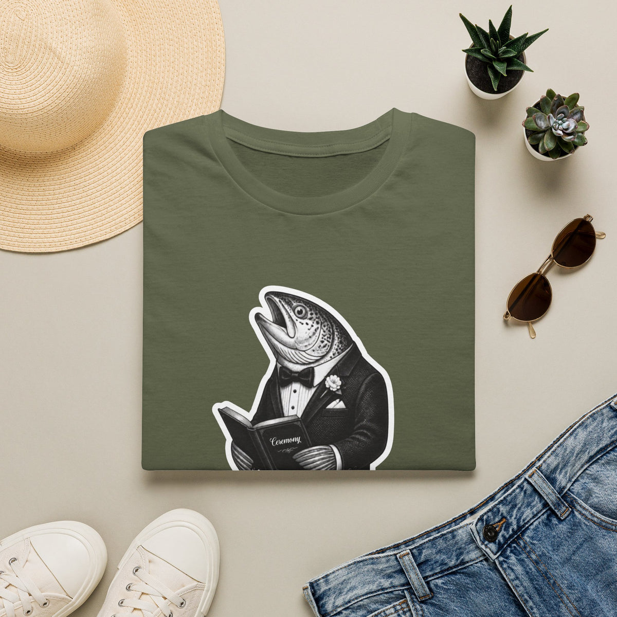 Salmon Gentleman T-Shirt — Dapper Fish Graphic Tee