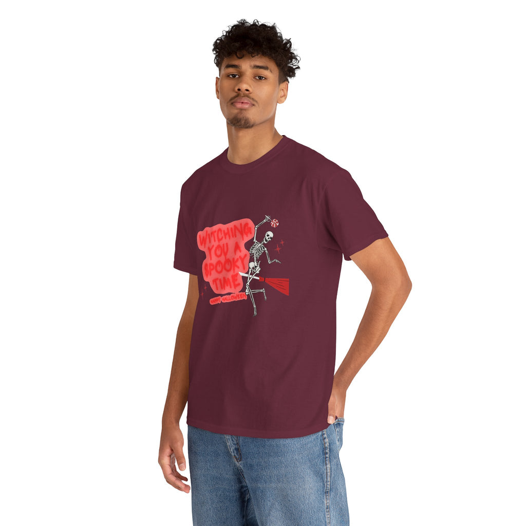 Skeleton 'Witching You a Spooky Time' Halloween T-Shirt