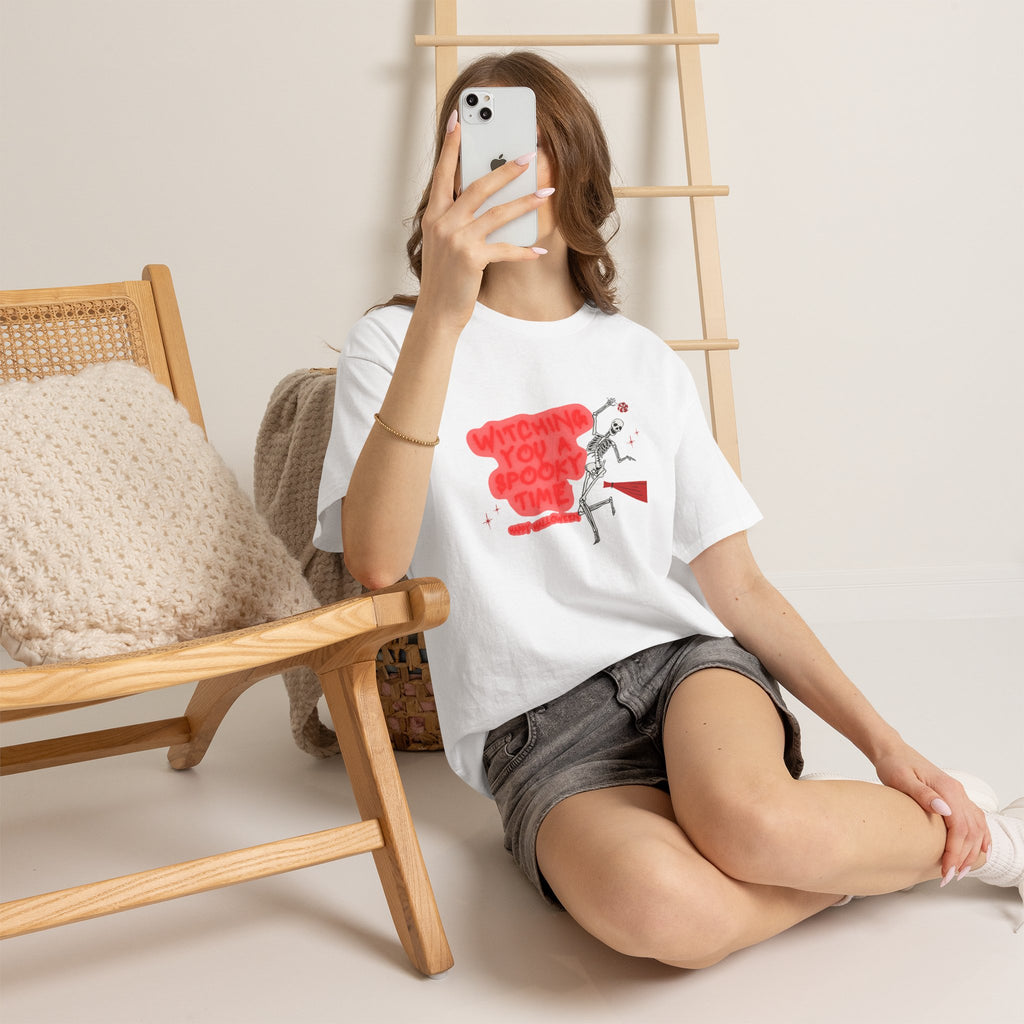 Skeleton 'Witching You a Spooky Time' Halloween T-Shirt