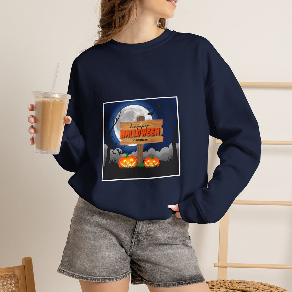 Halloween Crewneck Sweatshirt - Spooky Night Pumpkins Design