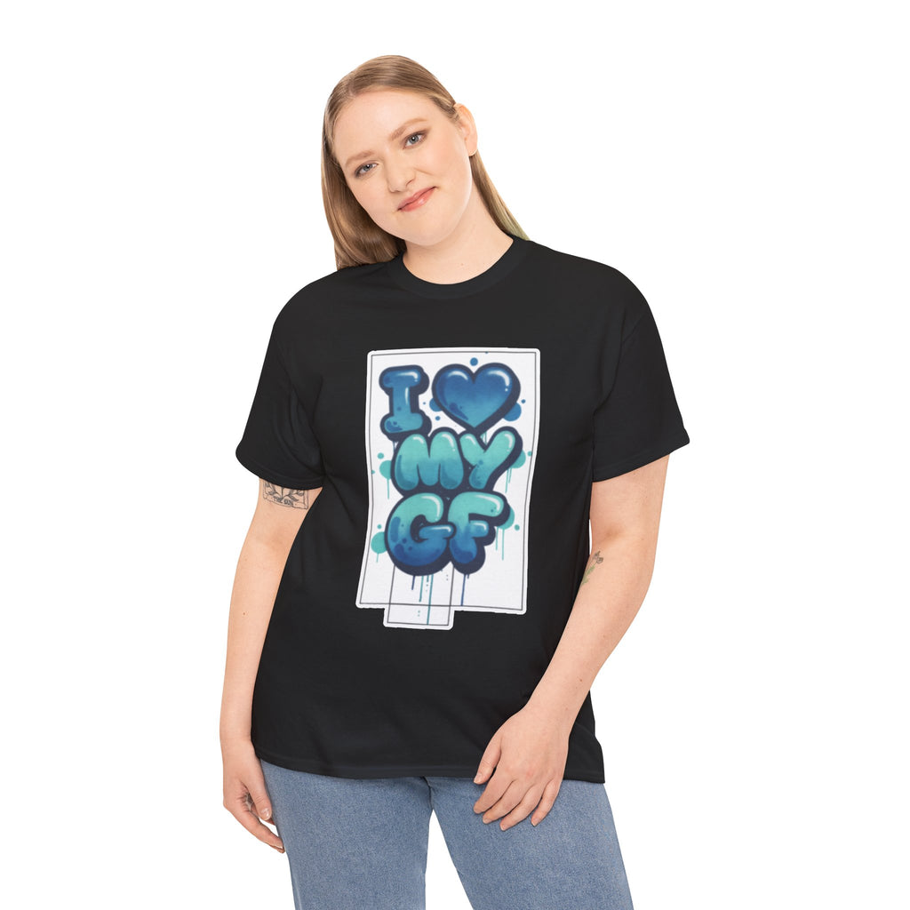 I LOVE My GF T-Shirt — Cute Blue Graffiti Love Tee for Girlfriend Gifts