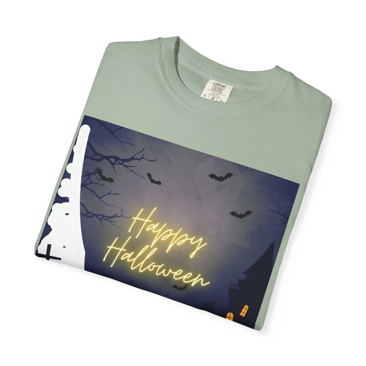 Halloween Night T-Shirt — "Happy Halloween" Haunted Graveyard Design