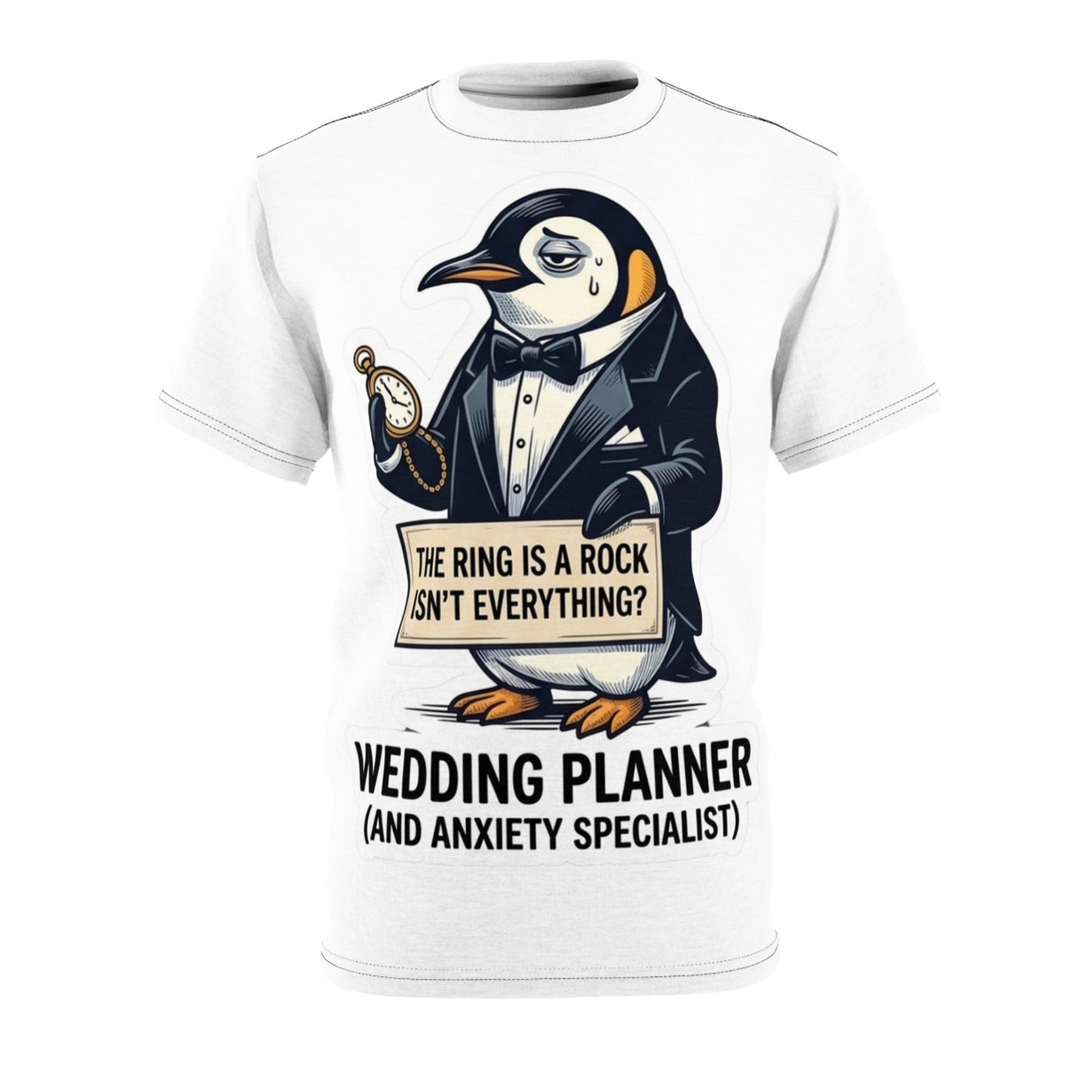 Wedding Planner T‑Shirt – “The Ring Is a Rock Isn’t Everything? (And Anxiety Specialist)”