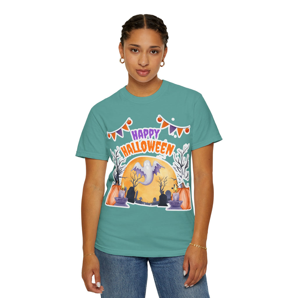 Happy Halloween T-Shirt — Ghost & Pumpkin Halloween Tee