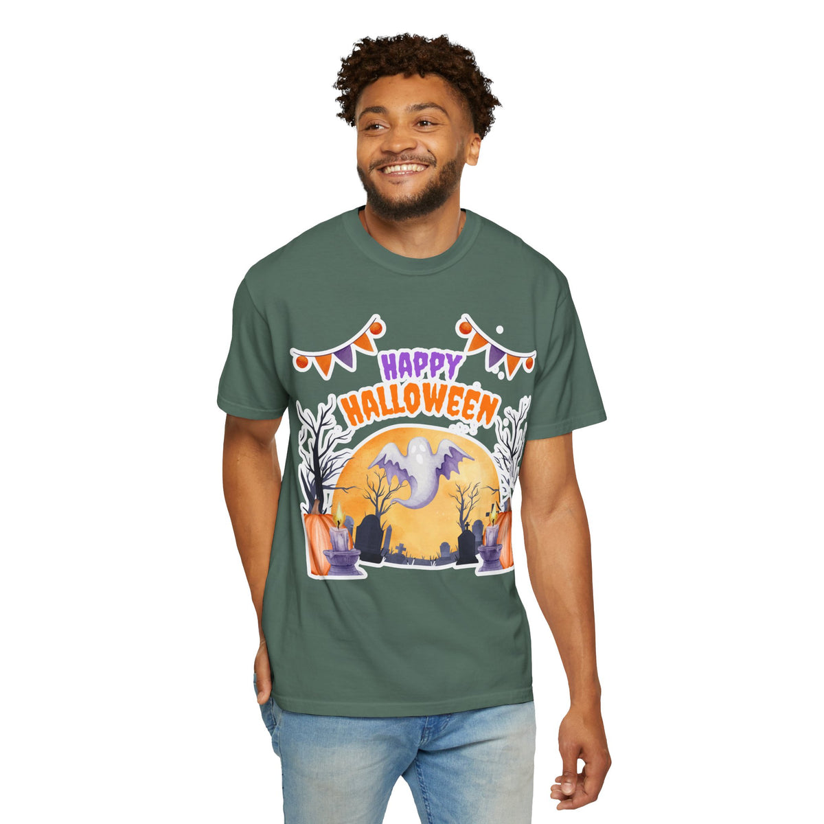 Happy Halloween T-Shirt — Ghost & Pumpkin Halloween Tee