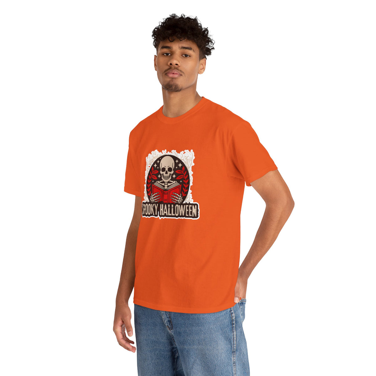 Spooky Halloween Skull Tee — Vintage Skeleton Reading Book Halloween T-Shirt