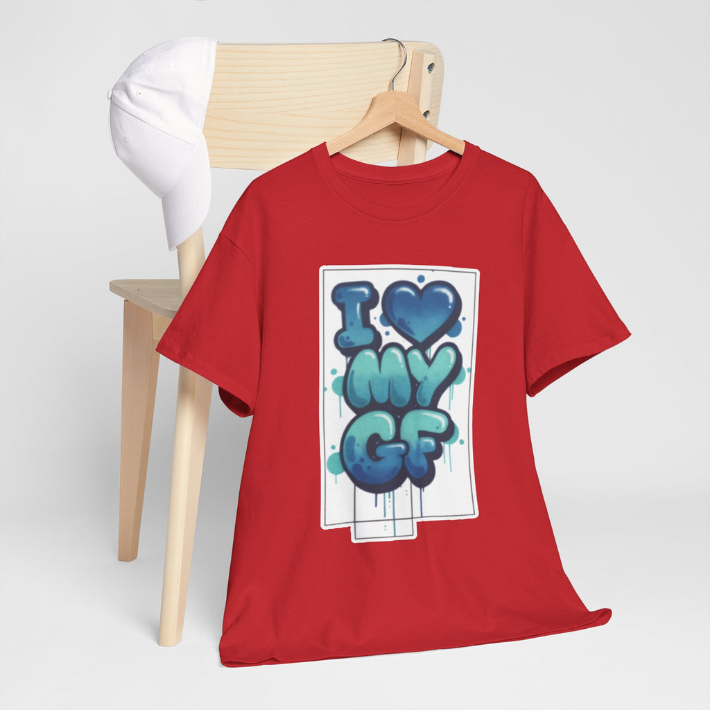 I LOVE My GF T-Shirt — Cute Blue Graffiti Love Tee for Girlfriend Gifts
