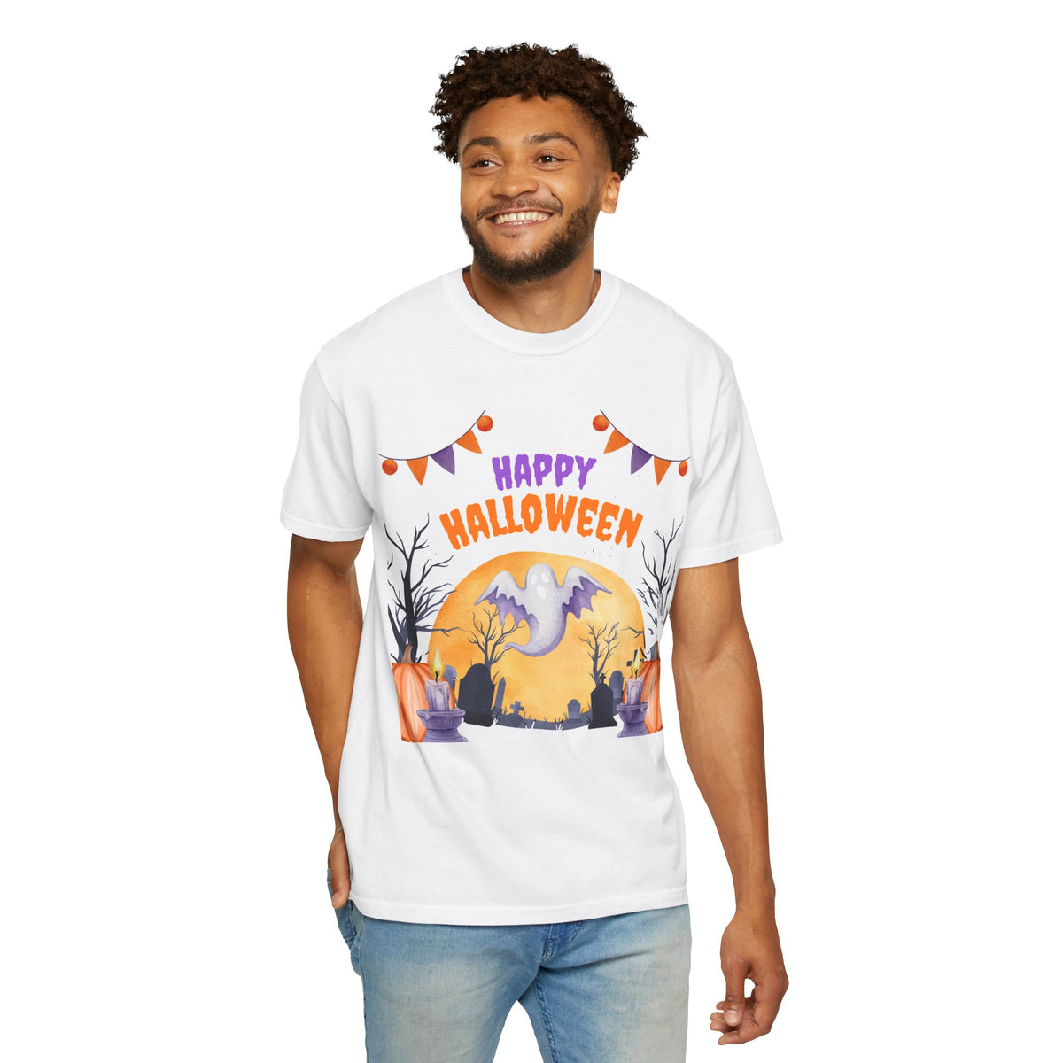 Happy Halloween T-Shirt — Ghost & Pumpkin Halloween Tee