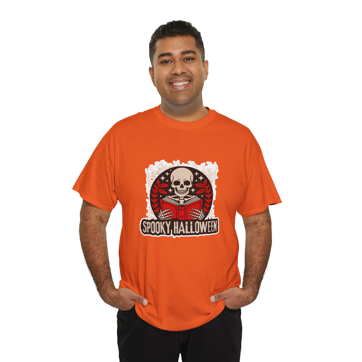 Spooky Halloween Skull Tee — Vintage Skeleton Reading Book Halloween T-Shirt