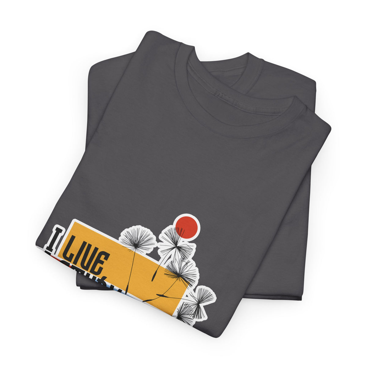 T-Shirt — I Live, I Study Graphic Tee (Minimalist Floral Collage)